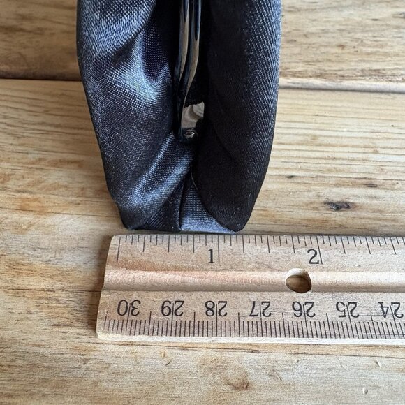 Gunne Sax Jessica McClintock Black Satin Evening Bag with Gun Metal Chain NWT - Picture 12 of 15